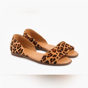 J. Crew Morgan Calf Hair Leopard Print Open-Toe Flats Sz.9
